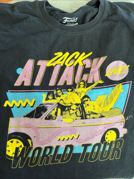 Funko Tops - Funko Black Tee with Pink, Yellow & Blue 'Zack Attack' Graphic